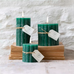 Rustic Scalloped Pillar Candle Emerald Green - Size Choice | Annie Mos