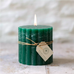 Rustic Scalloped Pillar Candle Emerald Green - Size Choice