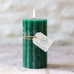 Rustic Scalloped Pillar Candle Emerald Green - Size Choice