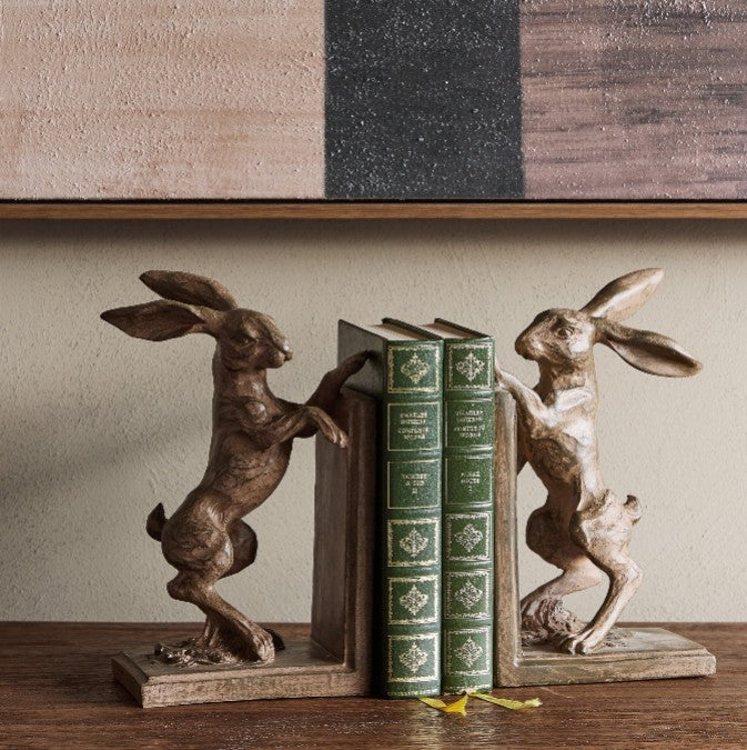 Rustic Standing Hare Bookends 23cm | Annie Mo's B