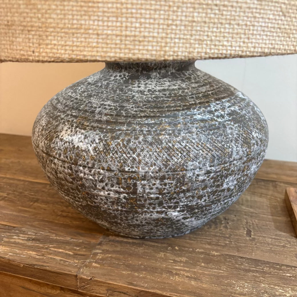 Rustic Table Lamp with Linen Shade 50cm-b