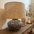 Rustic Table Lamp with Linen Shade 50cm
