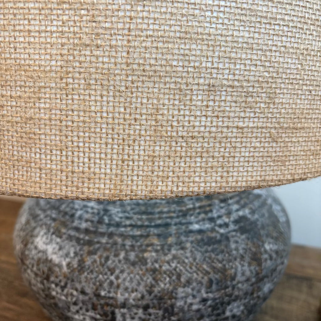 Rustic Table Lamp with Linen Shade 50cm-C