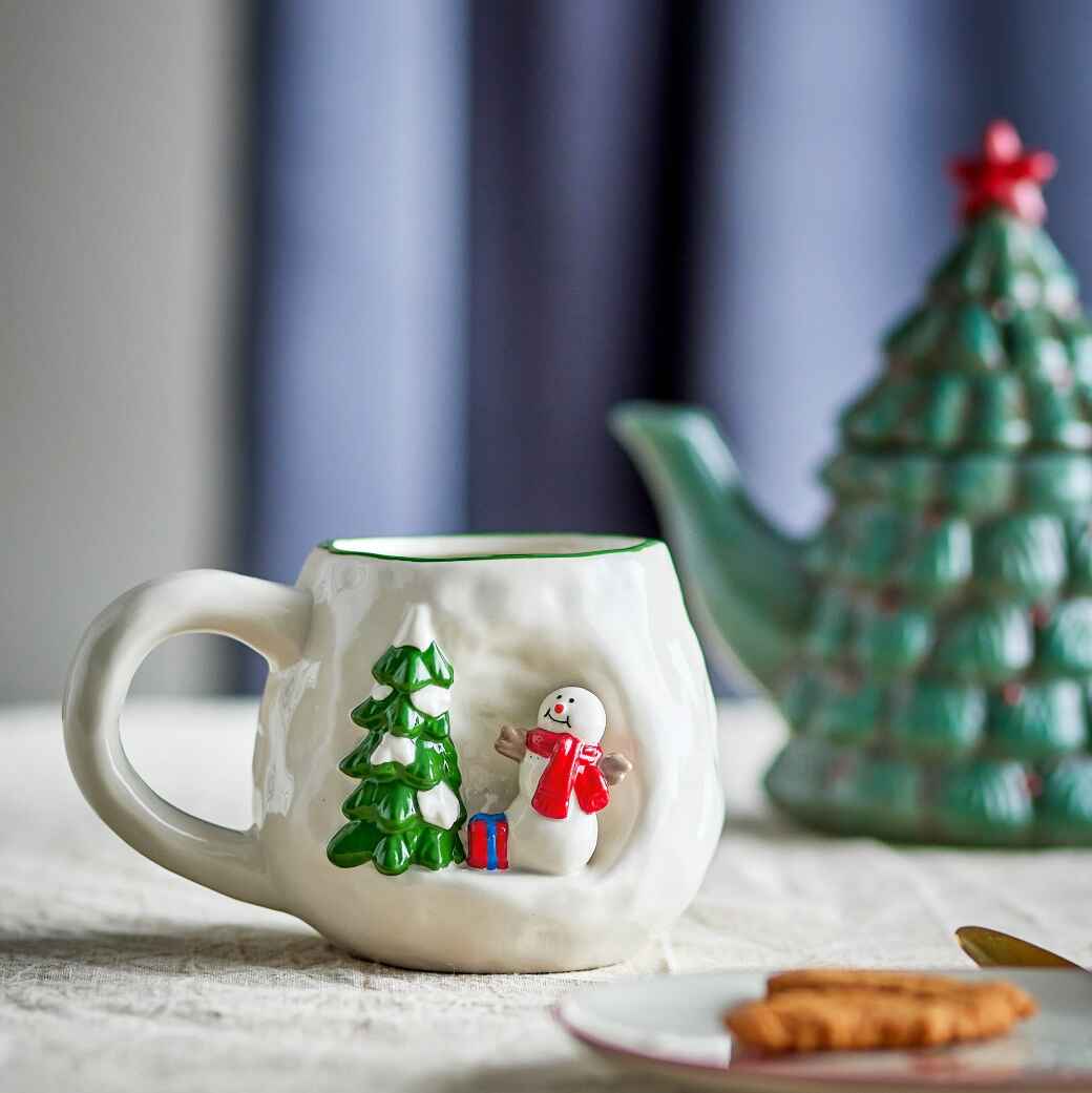 Ryne Mug, White, Stoneware - Snowman