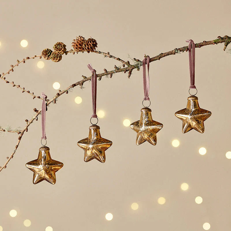 Sardi Star Baubles - Gold (Set of Four) 8cm | Annie Mo's
