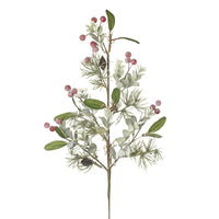 Frosted Berry and Green Leaf Spray 58cm | Annie Mo's