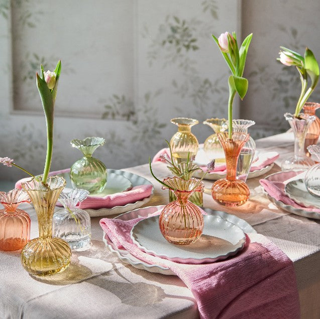 Set of Two Mini Green Fluted Glass Vases - Assorted | Annie Mo's D