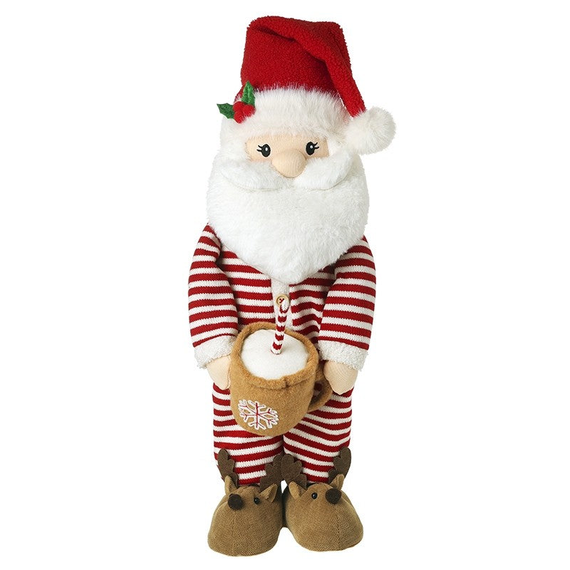 Santa In Stripe Pyjamas With Mug 78cm