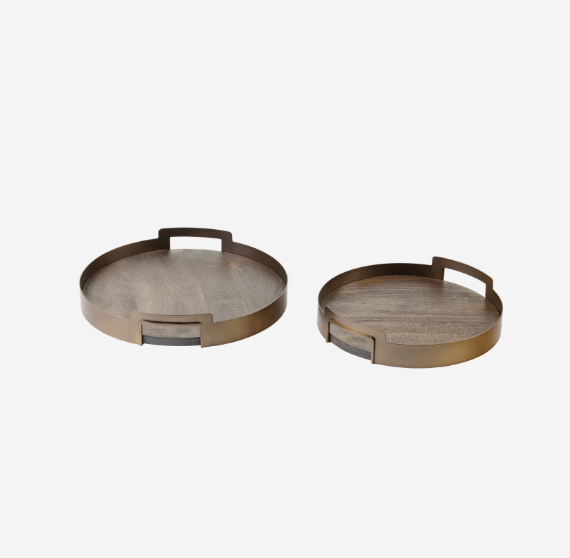 Shibui Mango Wood & Smoked Gold Trays - Set of Two | Annie Mo's g