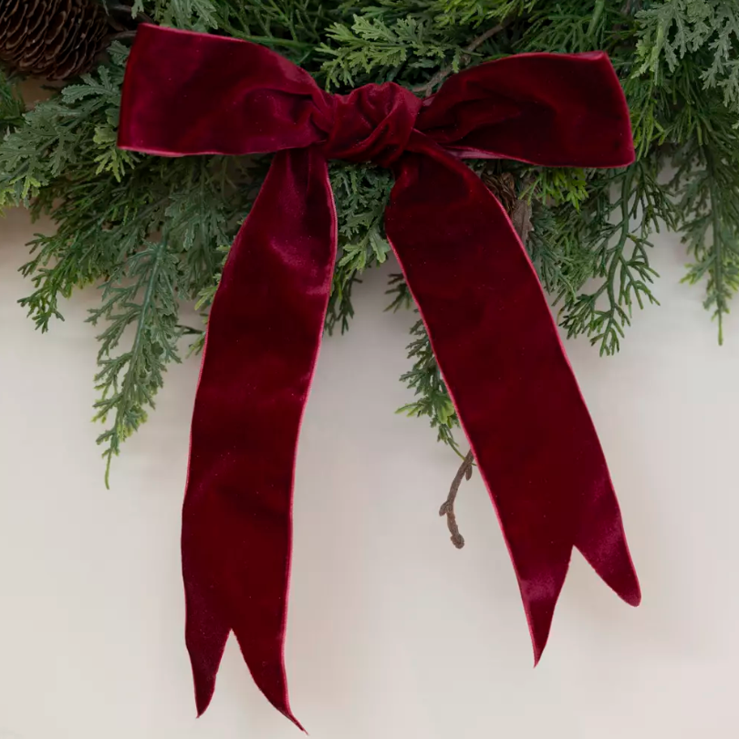Foliage and Fircone Wreath with Velvet Ribbon 60cm