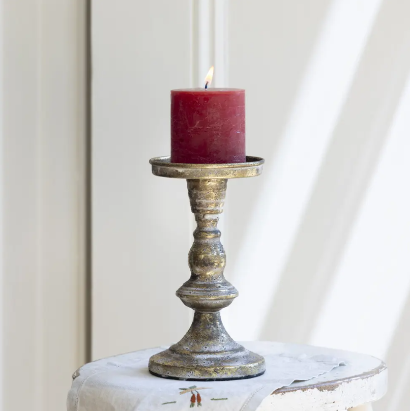 Pillar Candle Holder White Gold - Size Choice