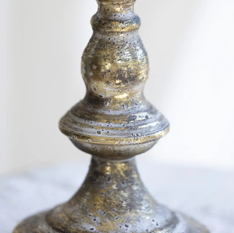 Pillar Candle Holder White Gold - Size Choice