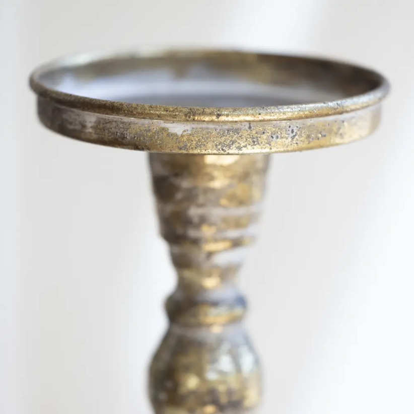 Pillar Candle Holder White Gold - Size Choice