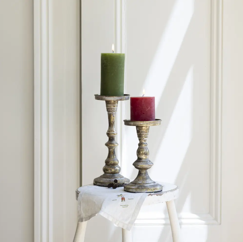 Pillar Candle Holder White Gold - Size Choice