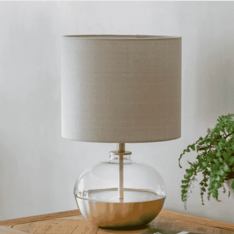 Derby Squat Glass and Iron Table Lamp with Shade
