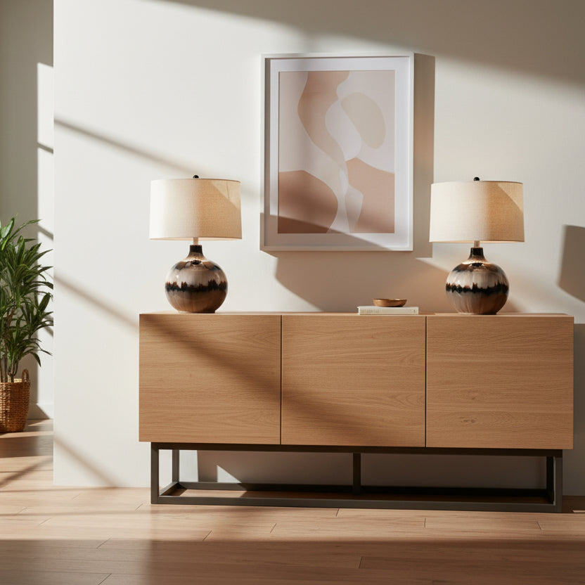 Sepia Shadows Table Lamp With Linen Shade 66cm | Annie Mo's