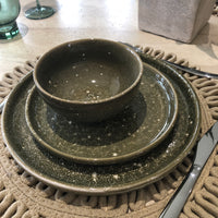 Set of 12 Rustic Green Dinner Set B