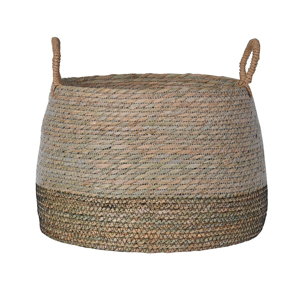 Set of Three Rush Round Taupe Baskets-B