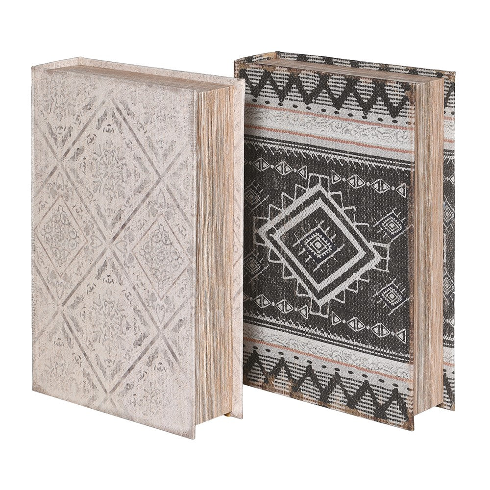 Set of 2 Grey and Black Book Boxes C