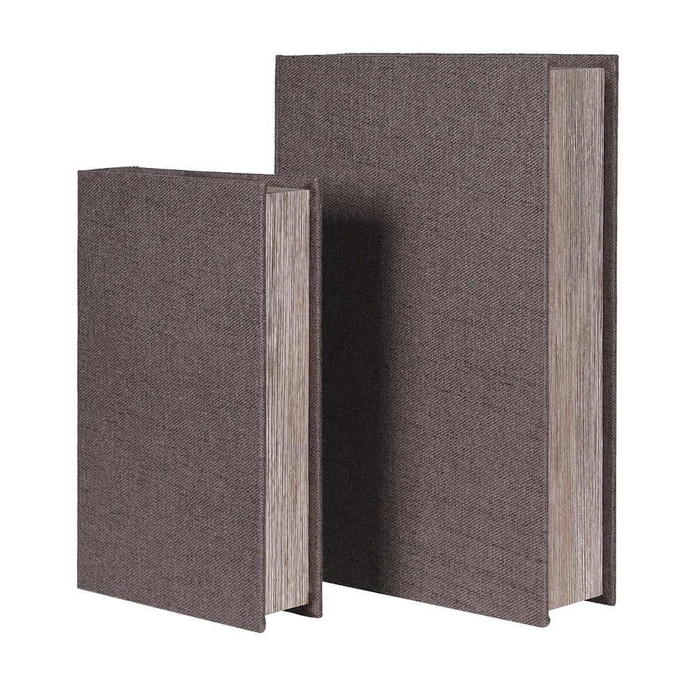 Set of 2 Grey Woven Book Boxes