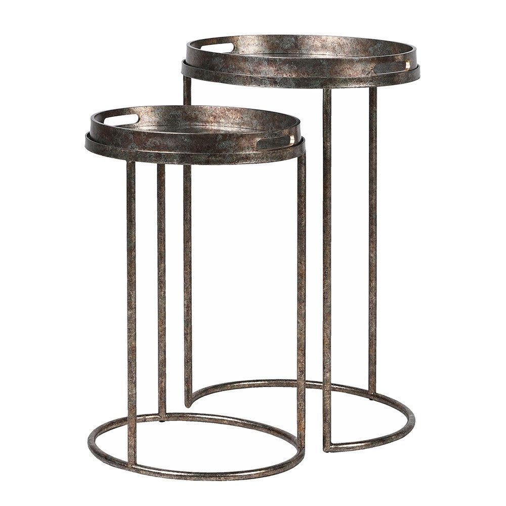Set of Two Mirrored Seville Tray Nesting Tables-E