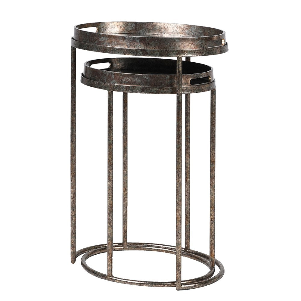 Set of Two Mirrored Seville Tray Nesting Tables-B