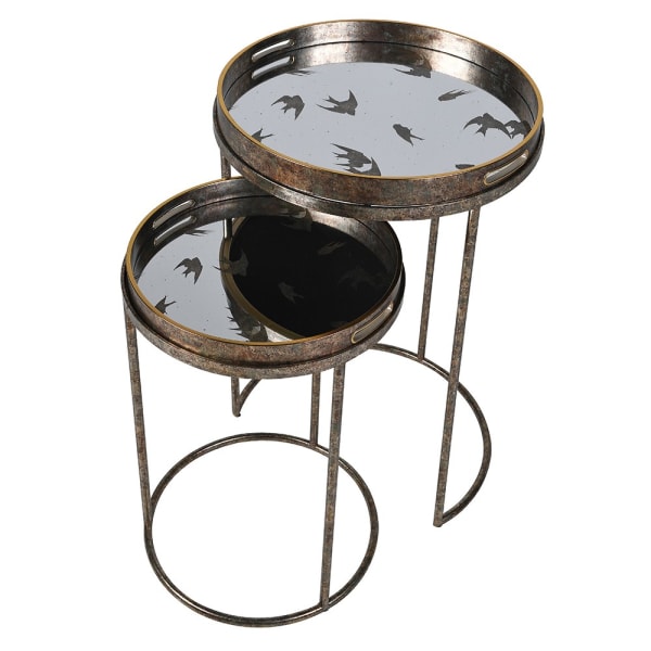 Set of Two Mirrored Swallow Tray Nesting Tables 73cm | Annie Mo's