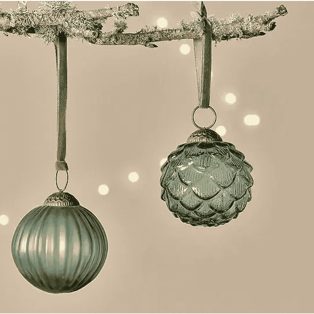 Set of Four Green Baubles