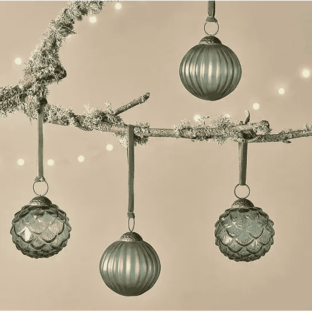 Set of Four Green Baubles 8cm | Annie Mo's