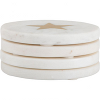 Set of Four Star Coaster in Marble and Brass 10cm | Annie Mo's