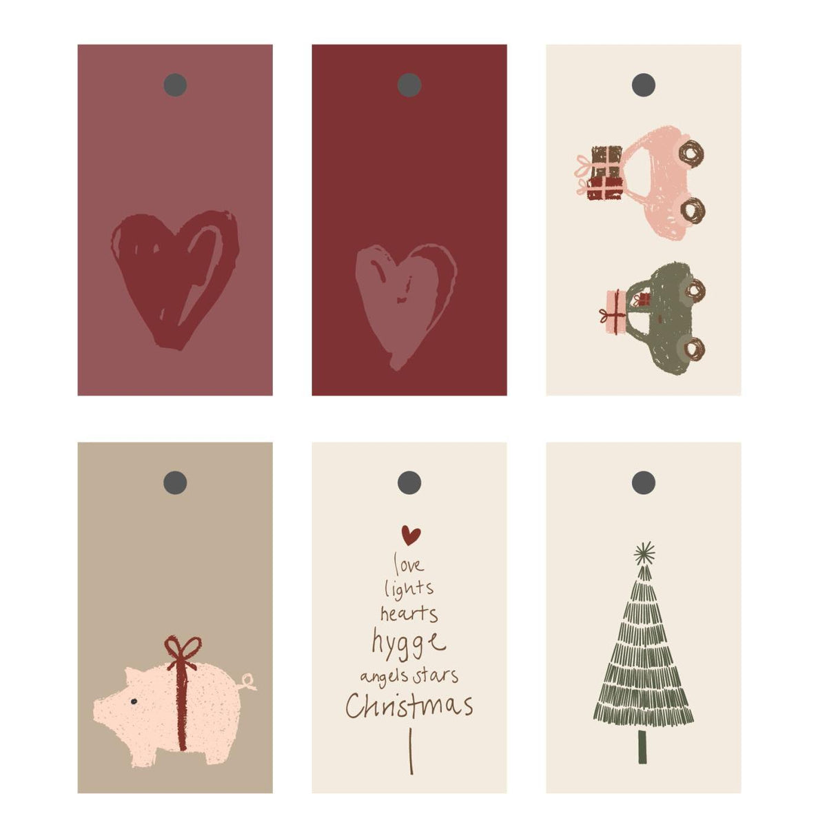 Set of Six Assorted Nostalgic Gift Tags | Annie Mo's