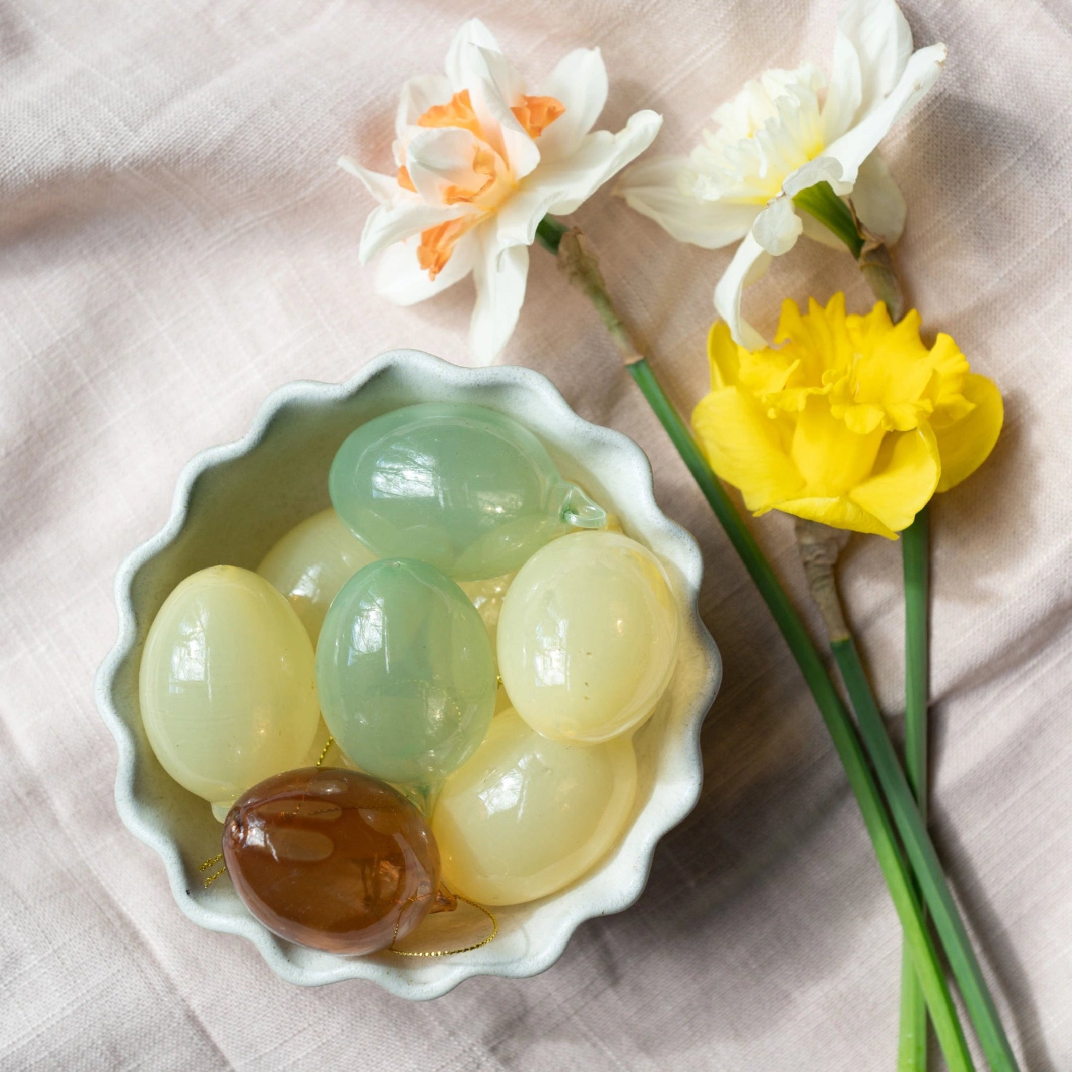 Set of Six Glass Easter Egg Baubles 6cm - Colour Choice | Annie Mo's