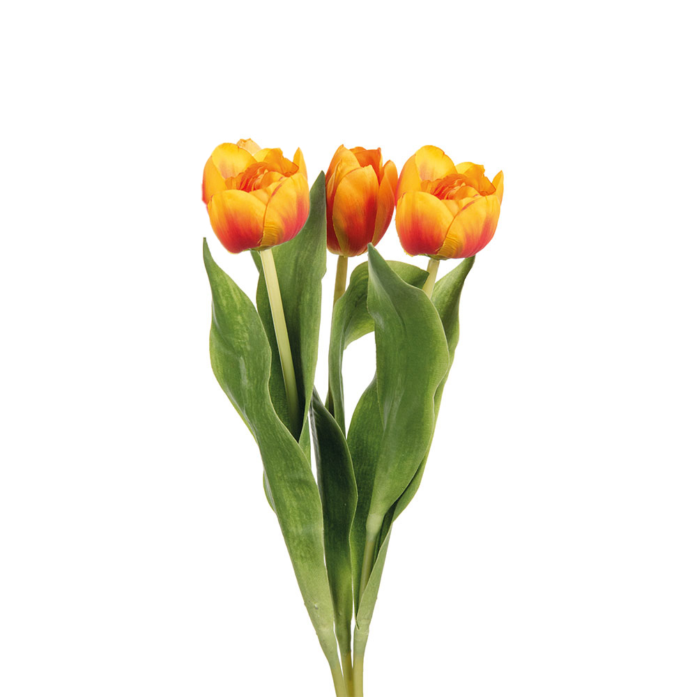 Set of Three Mixed Burnt Orange Faux Tulip Stems 39cm | Annie Mo's