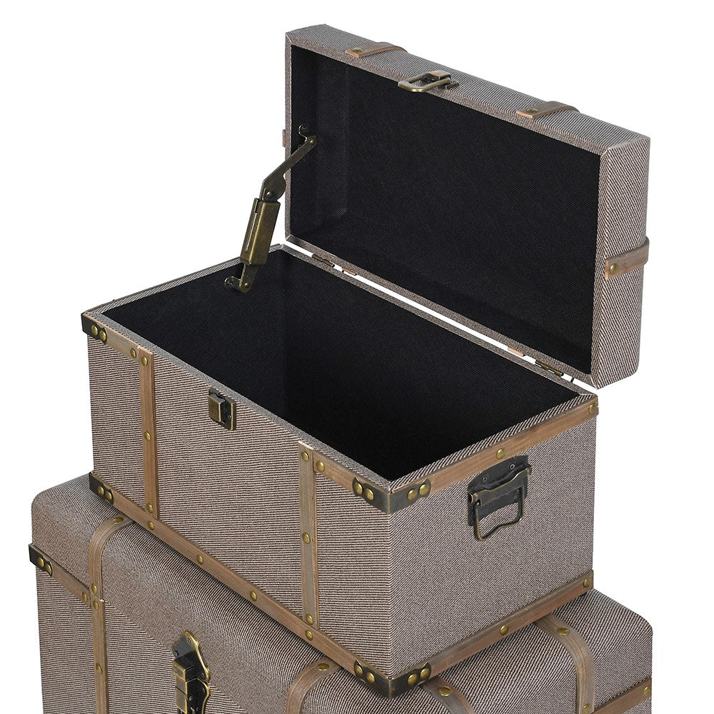 Set of Three Stacking Handmade Storage Trunks-C