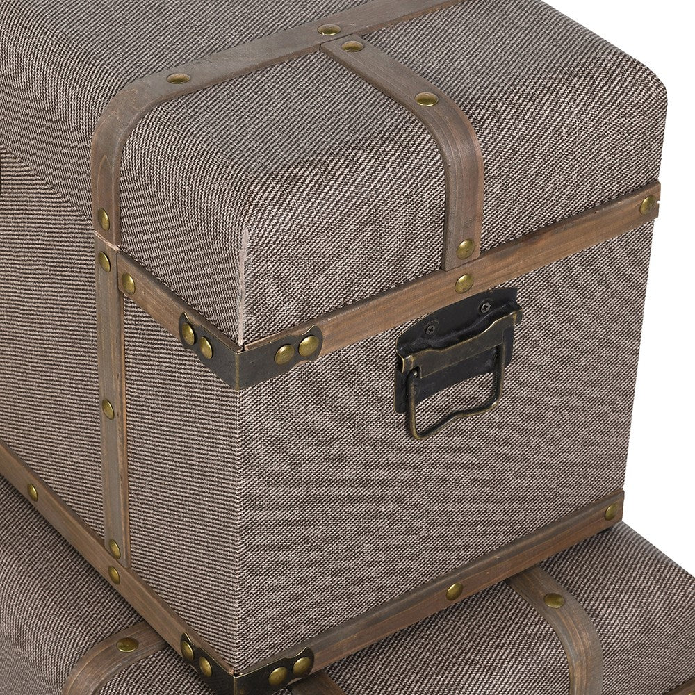 Set of Three Stacking Handmade Storage Trunks