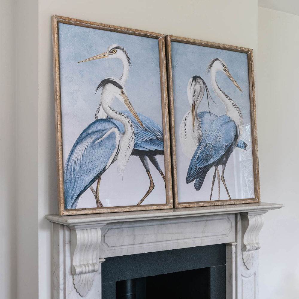 Set of Two Blue Stork Framed Prints 100cm | Annie Mo's