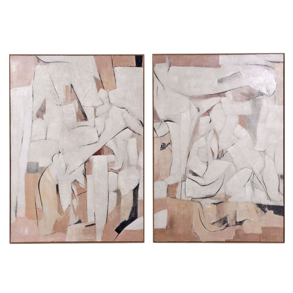 Set of Two Framed Abstract Pictures 140cm High | Annie Mo's