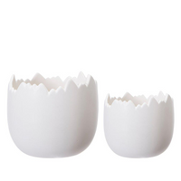 Set of Two Matt White Dolomite Egg Easter Pots | Annie Mo's
