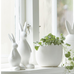Set of Two Matt White Dolomite Egg Easter Pots