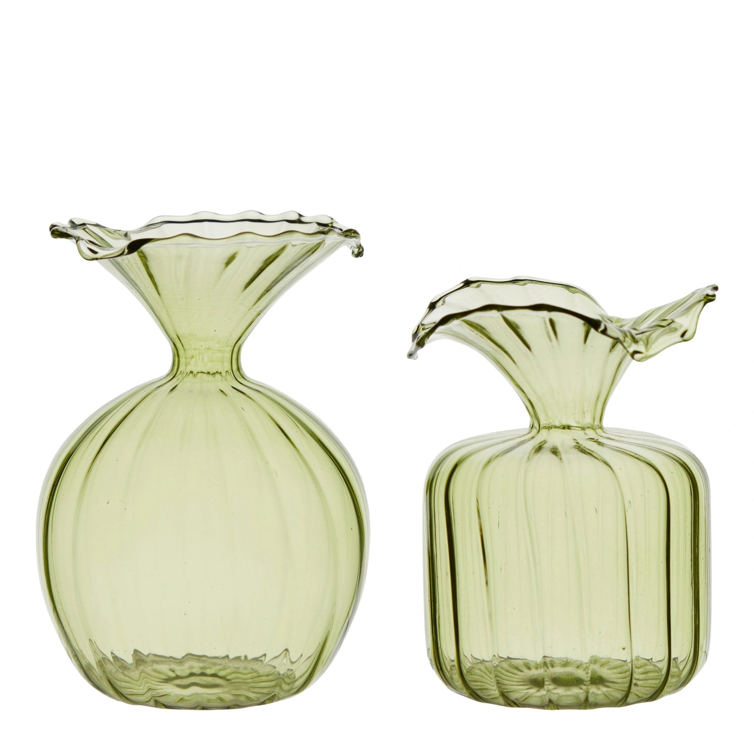 Set of Two Mini Green Glass Vases - Assorted | Annie Mo's