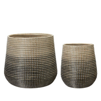 Set of Two Natural and Black Baskets | Annie Mo's