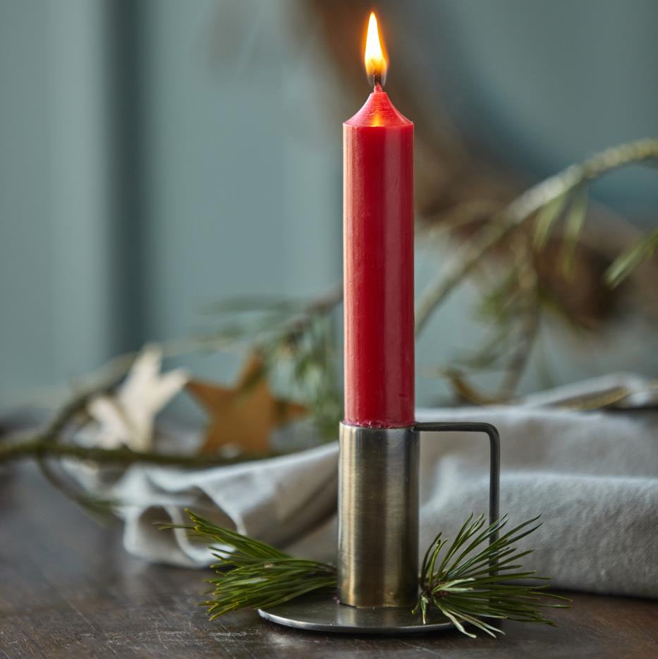 Short Red Rustic Dinner Candle 11cm