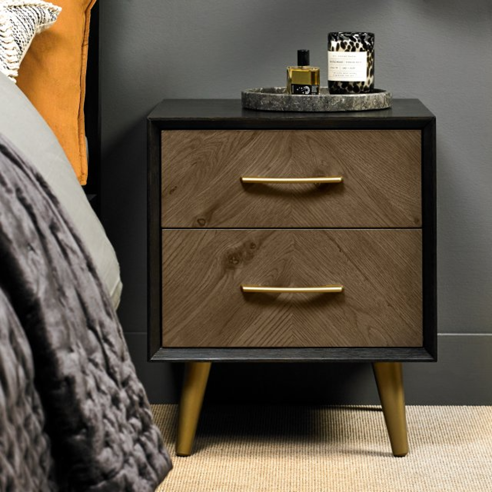 Two drawer online mid century nightstand