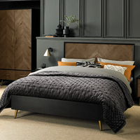 Sienna Fumed Oak and Peppercorn Panel Bedstead 150cm King | Annie Mo's