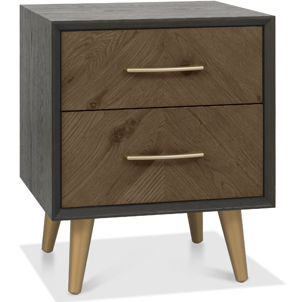 Mid century online two drawer nightstand