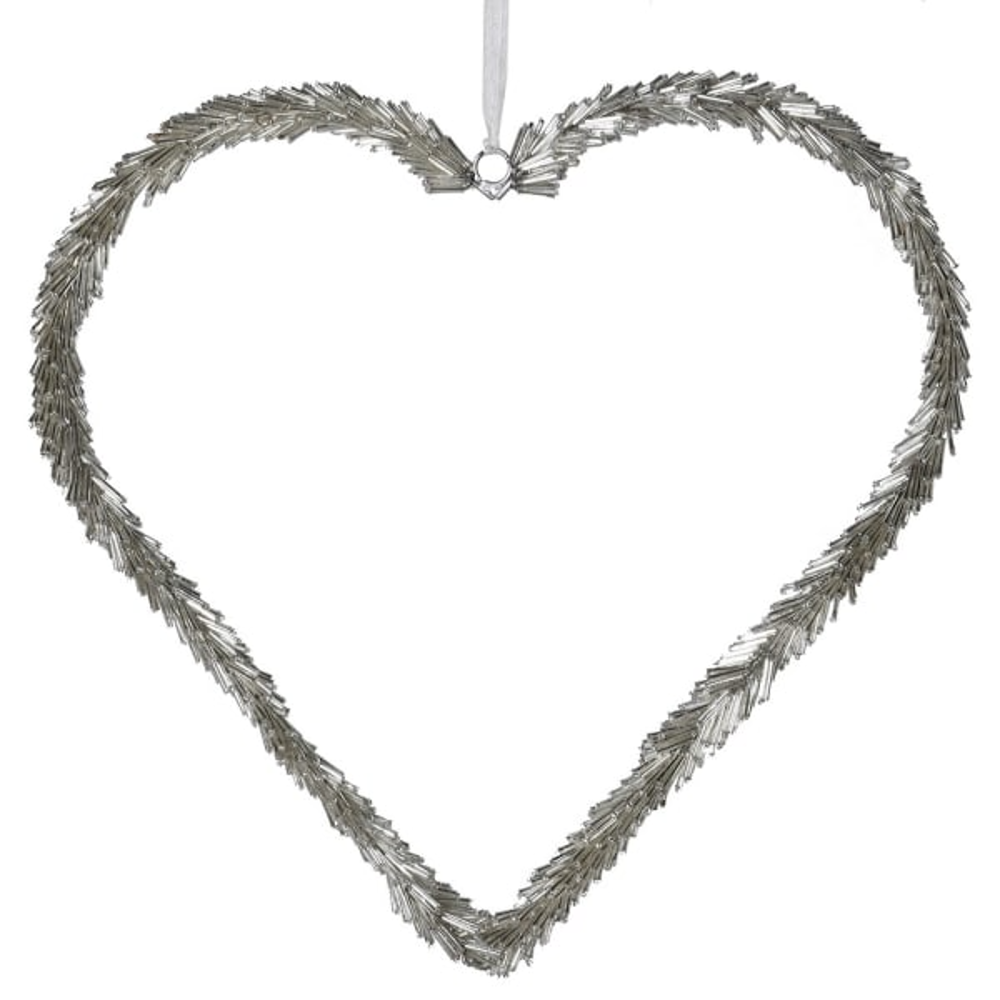 Silver Beaded Hanging Heart 30cm | Annie Mo's