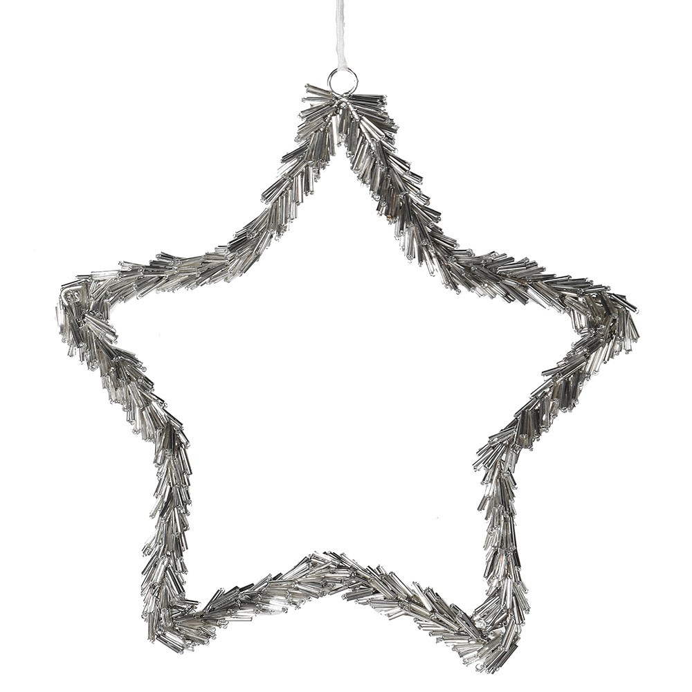 Silver Beaded Hanging Star 25cm | Annie Mo's