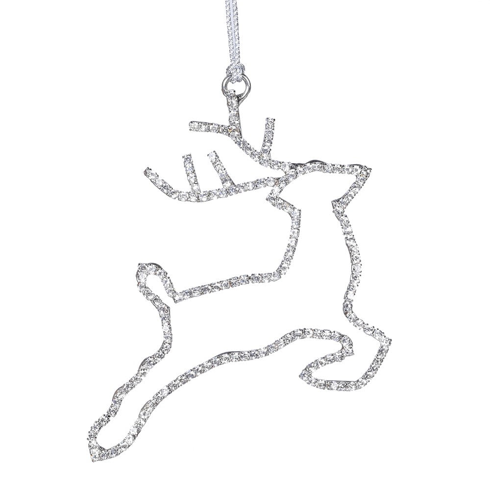 Silver Diamante Reindeer Bauble 10cm | Annie Mo's