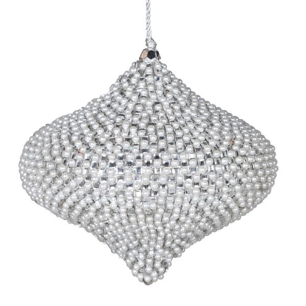 Silver Pearl Hanging Onion Bauble