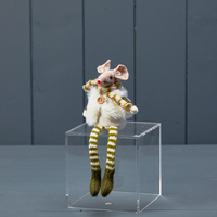 Sitting Mouse with Green Striped Legs 15cm | Annie Mo's